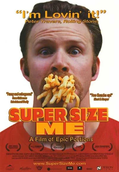 Plakat filmu dokumentalnego „Super Size Me”